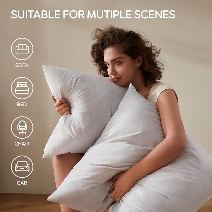 14x22 Feather Lumbar Pillow Inserts, Decorative Throw Pillow Inserts for Covers, Fuller Fit with Soft Support for Bed and Couch, Set of 2