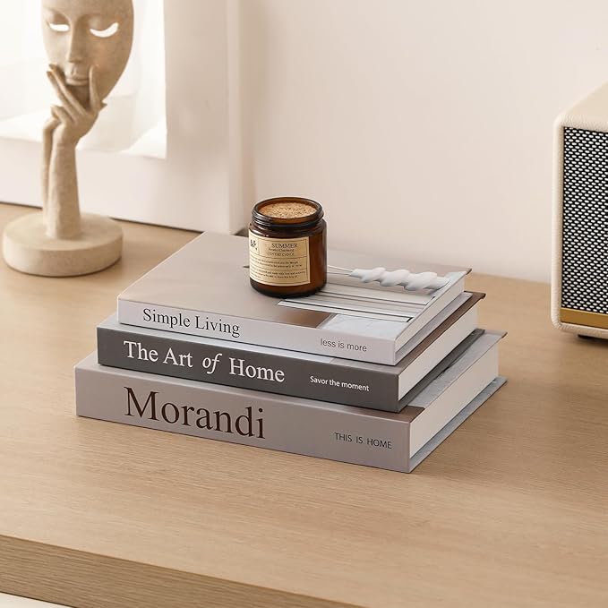 Set of 3 Decorative Books for Home Decor,Stylish Fake Books for Decoration, Aesthetic Decor Books Set for Coffee Table,Bookshelf,Mantel,Living Room,Hotel,Villa Decor,Storage Box for Photos