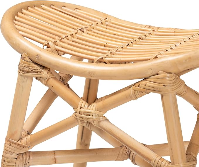 bali & pari Elgon Modern Bohemian Natural Rattan Footstool