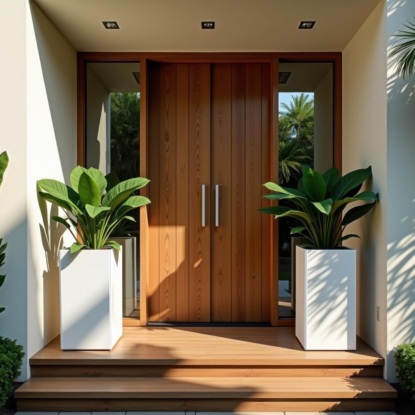 Galvanized Steel Metal Planter, 26 Inch White Square Outdoor Planters with Removable Insert Shelf and Drain Holes, Heavy Duty Flower Pot Modern Commercial Residential for Trees Patio Deck Yard Garden