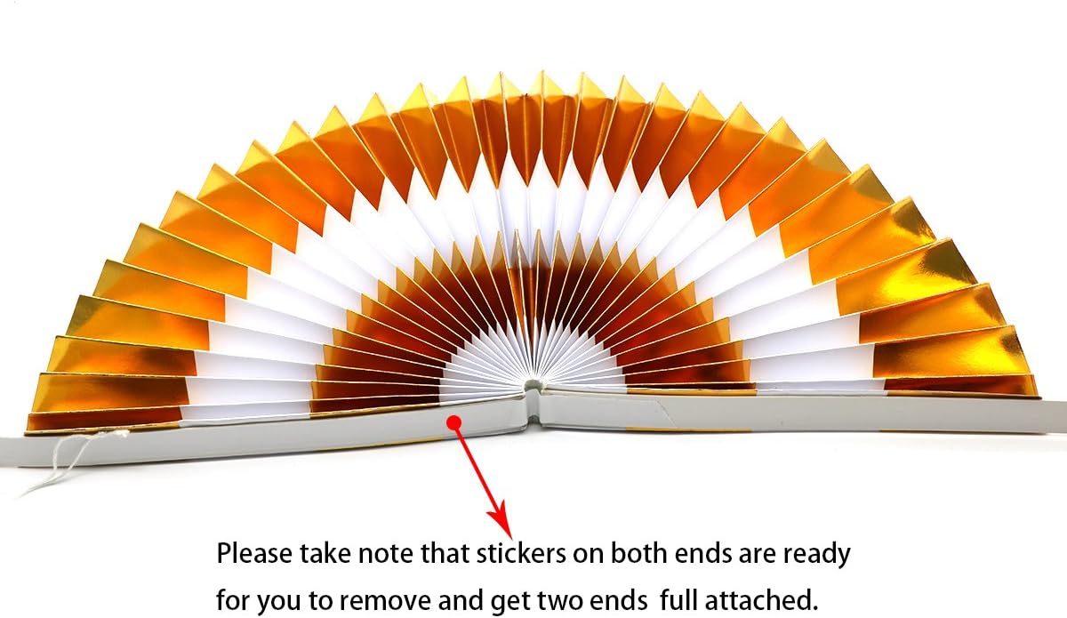 Party Hanging Paper Fans Set, Orange Round Pattern Paper Garlands Decoration for Birthday Wedding Graduation Events Accessories, Set of 6