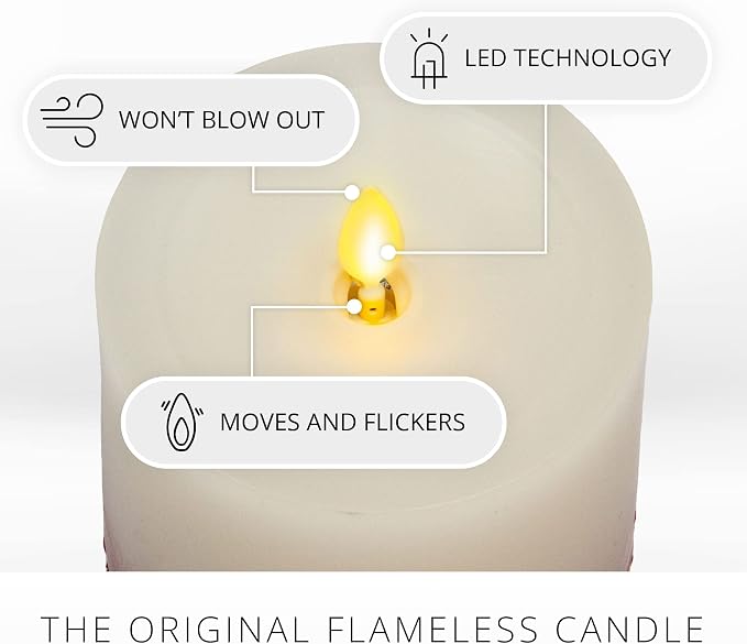Luminara Embedded Flameless LED Candle - Red Berry 3.5" x 4.5" - Moving Flame Pillar Battery Operated Timer, Real Wax Unscented, Safe