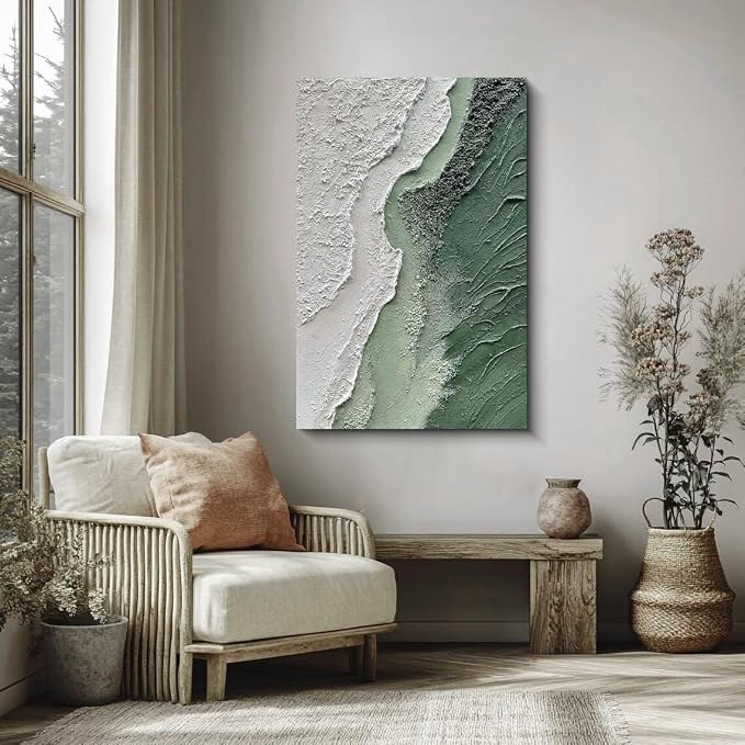 Diathou Art Hand-painted texture decorative painting featuring abstract coastal landscape art oil painting, for home, office corridor wall decoration art 36x24 inches