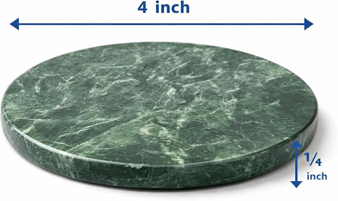 Creative Home Genuine Green Marble Stone Set of 4 Round Coaster Set