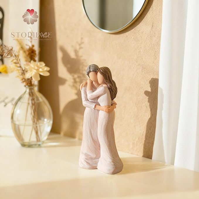 Storieme Sentimental Gifts for Mom from Daughter: Mother Daughter Hugging Resin Figurines Sculpture - Mom's Gift for Birthday Mother's Day Christmas Home Decor