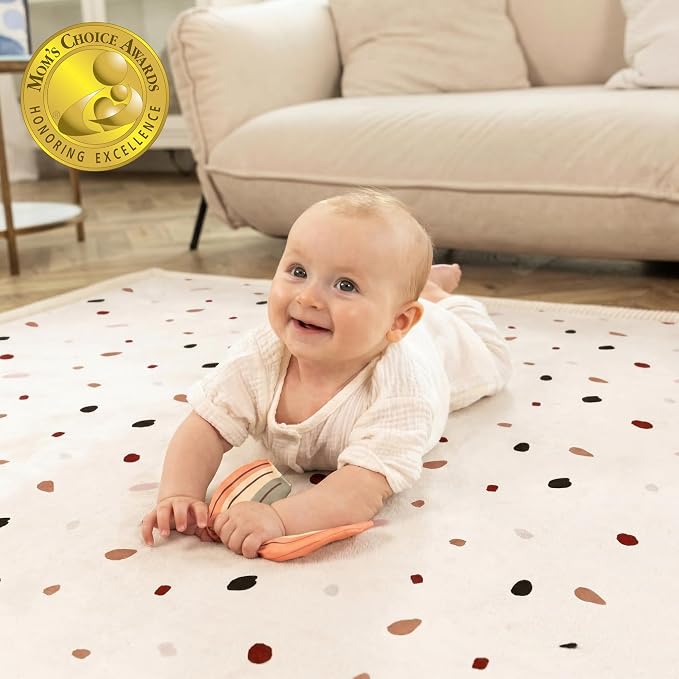 Hakuna Matte CloudSoft Baby Play Mat for Floor 60" x 80" Confetti | Coral Velvet high-density foam Rug for Crawling & Cozy Play – Non-Slip, Water-Resistant, Easy-CareTummy Time Mat
