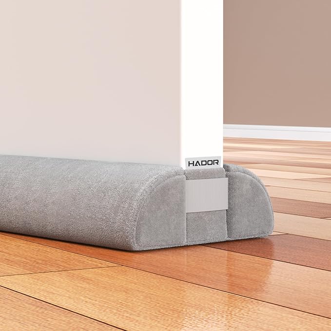 HADOR Door Draft Stopper for Bottom of Door, 30 Inch Under Draft Air Noise Light Blocker 24"- 30" Double Side Triangle Soundproof Sweep Filler Seal Gap up to 1.7" for Patio Sliding Door Guard, Grey