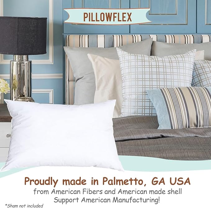 Pillowflex Synthetic Down Pillow Insert - 12x28 Down Alternative Pillow, Ultra Soft, Large Rectangle Body Sleeping Pillow, Lumbar, Long, Back - 1 Decorative Pillow Form
