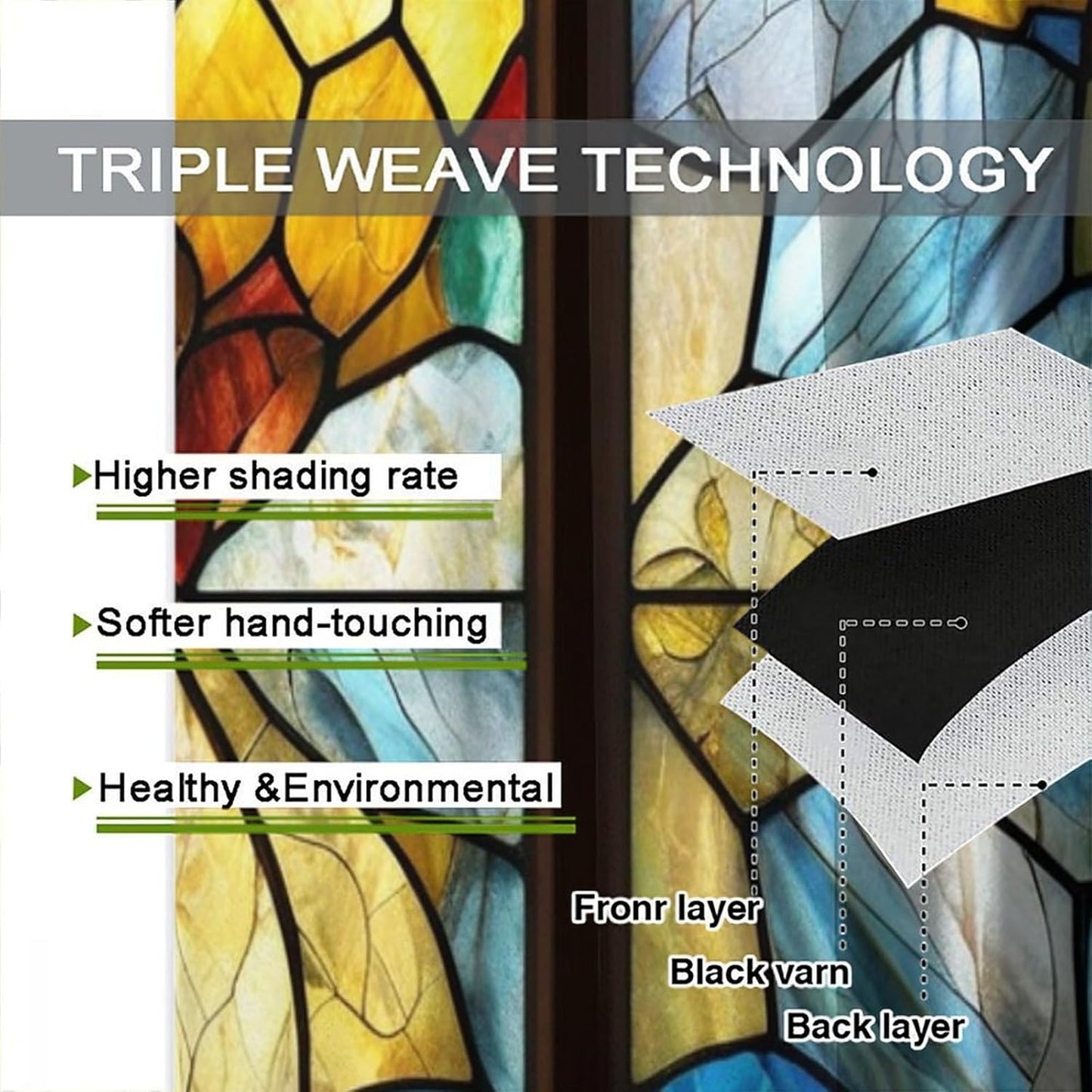 Stained Glass Curtains,Retro Abstract Colorful Art Home Decor Drapes for Bedroom Living Room Kitchen Window Treatment 2 Panels Set Total Size 72" W X 63" L Inch