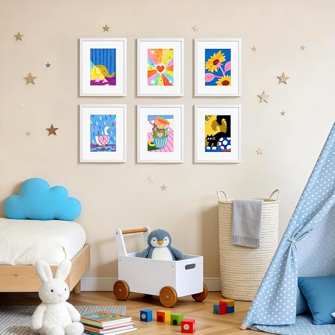 HappyHapi 8x10 Picture Frames Set of 10, 5x7 with Mat or 8x10 Without Mat, Tabletop or Wall Display for Photos, Paintings, Posters, Artwork（White）