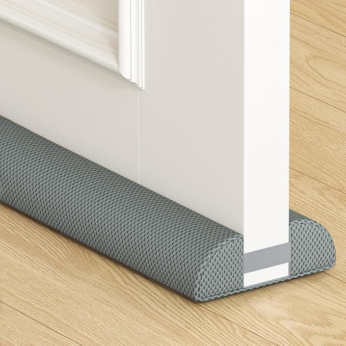 fowong Door Draft Stopper 32" Under Door Draft Stopper Soundproofing 28 Inch to 32 Inch Triangle Noise Blocker Seal Large Gap up to 1.7", Easy to Install Grey