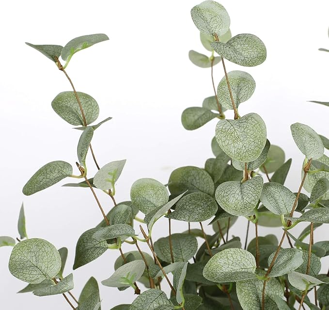 12 Pcs 27" Eucalyptus Stems Greenery Stems Eucalyptus Leaf Spray in Green Silk Plastic Plants Floral Artificial Plants for Home Party Wedding Decoration