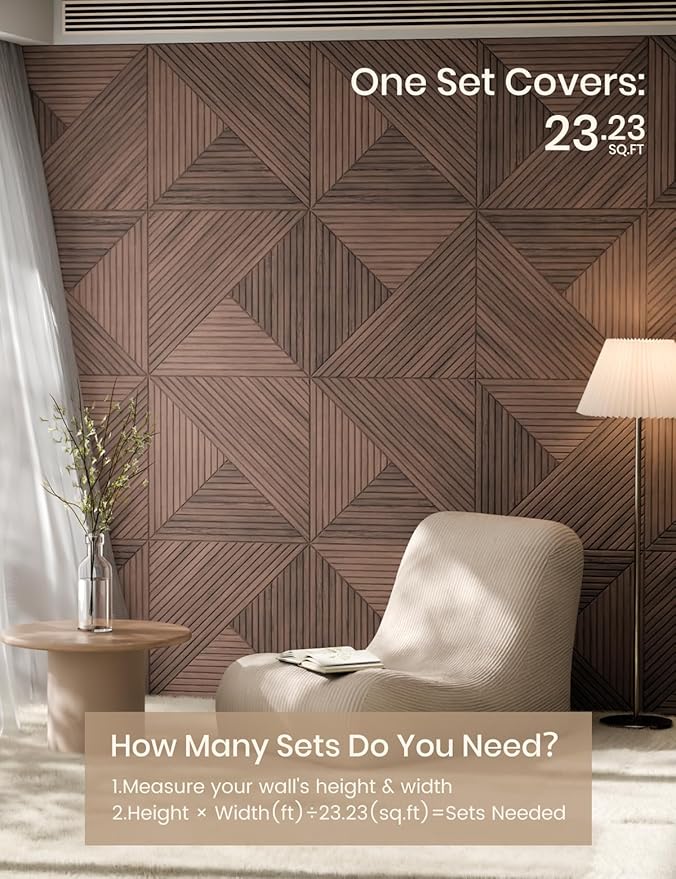 Fluxynara Large Felt Bulletin Board,Cork Board Alternative 70.87'' x 47.24'' Art Acoustical Wall Panels-6 Pack with 60 Adhesive Tabs,for Recording Studio/Home Offices-Walnut/Facet