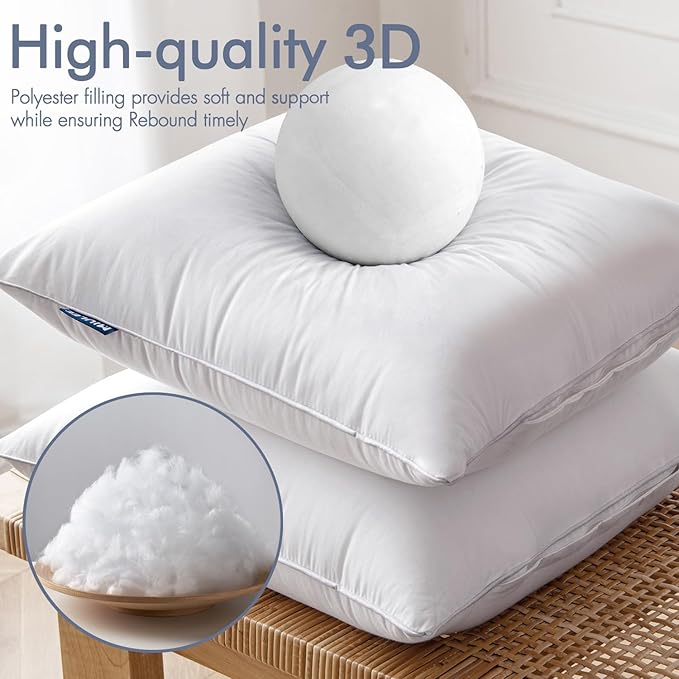 MIULEE 16x16 Pillow Inserts (Set of 2) -Decorative Throw Pillow with 100% Cotton Cover Square for Sofa Couch