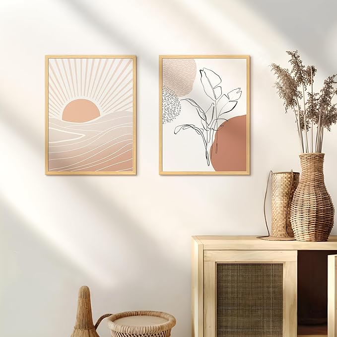 upsimples 12x16 Picture Frame Natural 3 Pack, Scratch-Proof Poster Frames 12 x 16 for Photo Gallery - Slide-In Strips, Horizontal or Vertical Wall Mounting