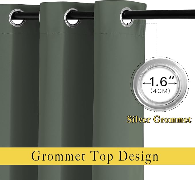 NICETOWN Blackout Curtains and Drapes for Living Room - Thermal Insulated Solid Grommet Top Blackout Panels/Draperies for Kid's Room/Bedroom (Dark Mallard, 1 Pair, 80 x 84 Inch)