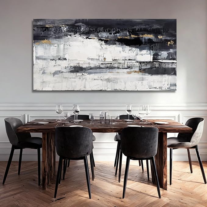 Dolidoteart Large Abstract Wall Art, Black and White Wall Decor, Modern Printed Canvas Artwork for Walls, Living Room, Bedroom, Dining Room, Home Office, 29 x 58 Inches