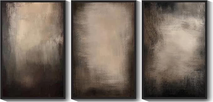 PHOPAGO Abstract Framed Wall Art Huge 24x36in Earthy in Deep Brown and Beige Tones Modern Art Decorative Keep Clam Bedroom Hallway Home Decor - Black Framed