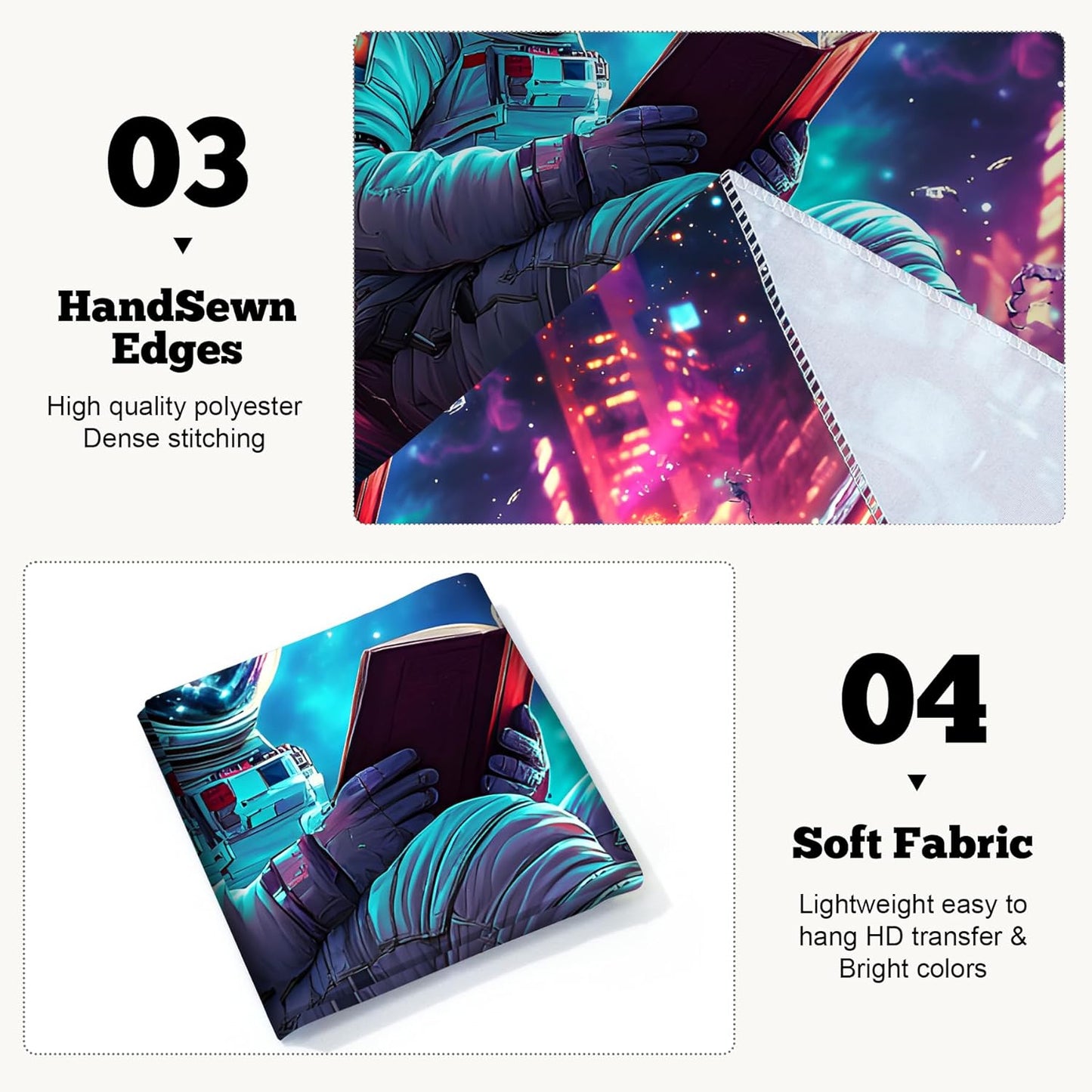 BVBOX Astronaut Space Blacklight Tapestry 79"x59", UV Reactive Astronaut Reading Universe Galaxy Planet Glow in Dark Tapestries, Black Light Neon Upright Poster Wall Hanging Backdrop Decor for Bedroom Living Room