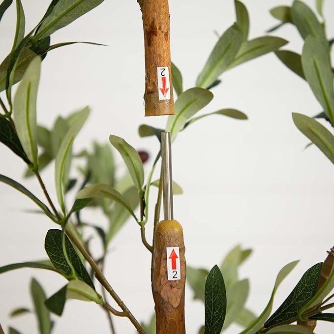 Nearly Natural Olive Tree Artificial Indoor 7FT Tall Silk Faux Olive Tree for Home and Office Decor, Fake Potted Olive Tree with Natural Wood Trunk, Realistic Olive Tree Branches and Lifelike Fruits