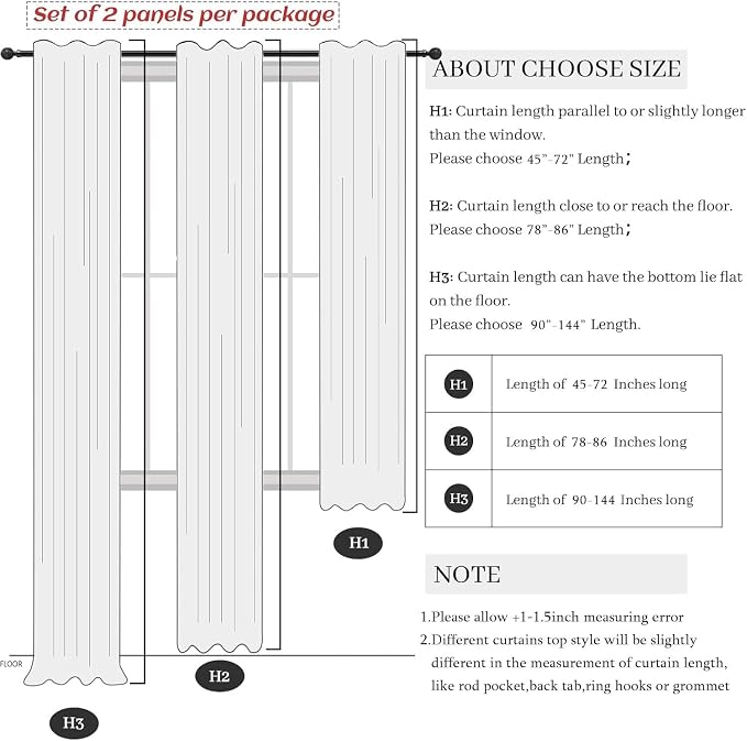 Pitalk White Linen Curtains for Living Room 100 Inches Long 2 Panels Pocket Back Tab Semi Transparent Curtains Boho Farmhouse Mid Century Country Western Sheer Drapes Ceiling to Floor 52 x 100 Length