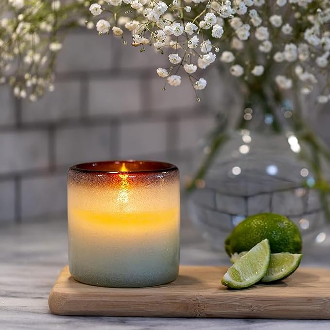 Paddywax La Playa, Orange Blossom Scented Candle in Reusable Hand-Blown Bubble Glass, Soy Wax Candle with Approx. 40 Hour Burn Time, Decorative Gift Candle for Home, Orange Blossom, 9 oz