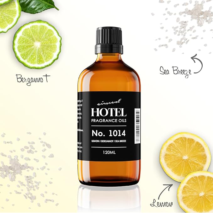 AirScent Hotel Diffuser Oil No. 1014 - The Iconic 5-Star Hotel Coastal Blend - Lemon Bergamot Sea Breeze - Fragrance Oil for Ultrasonic and Waterless Diffusers and Crafting - 500 mL