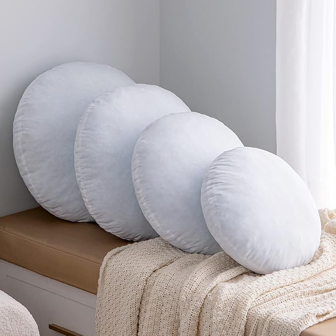 MIULEE 14 Inch Round Pillow Insert, Floor Pillow Memory Foam Circular Cushion Decorative Throw Pillow Stuffer Lumbar Sham Forms for Couch Bed Sofa Meditation