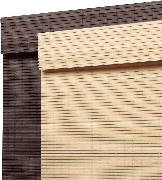 SEEYE Cordless Bamboo Roman Shades, Blackout Natural Bamboo Blinds for Indoor Windows, Roll Up Blind Privacy Shade for Home, Office, Door, UV Resistant & Easy to Install, 34" W x 64" H, Natural