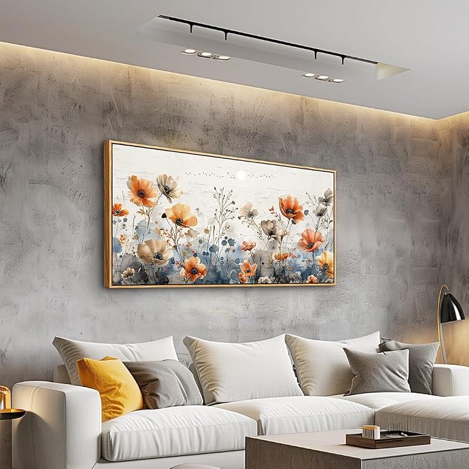 QIYILEXWART Wood Framed Large Wall Decor For Living Room Canvas Wall Art For Office Wall Decoration For Bedroom Flower Bush Paintings Farmhouse Pictures Artworks Home Decor Ready To Hang