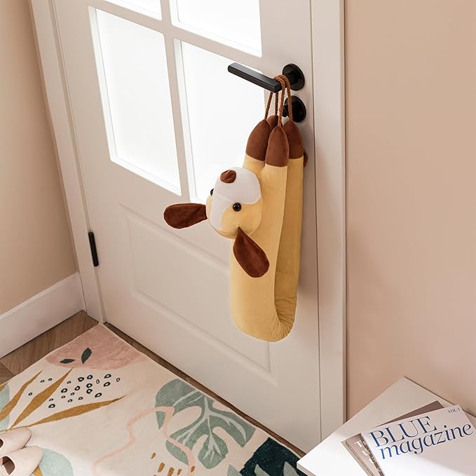 Sunolga 2 Pack of 38 Inches Door Draft Stoppers, Includes 2.2Lbs Black Door Draft Stopper & 2.4Lbs Dog Shape Sound Proof Draft Guard