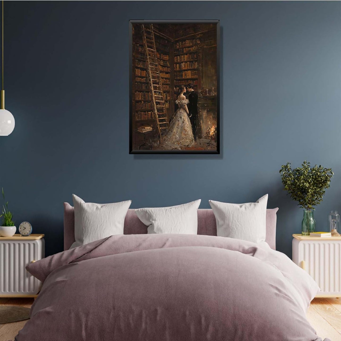 JFHCQJPK Gothic retro library scene decoration melancholy calm art college style wall aesthetic antique style home decoration suitable for bedroom living room12x16in Metal blackFramed