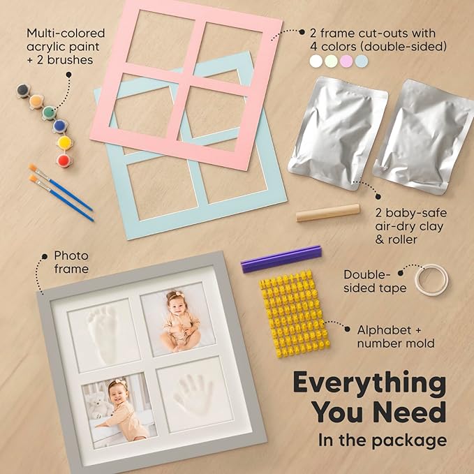 KeaBabies 4-Pack Inkless Hand and Footprint Kit and Baby Footprint Kit - Ink Pad for Baby Hand and Footprints, Baby Hand and Footprint Kit
