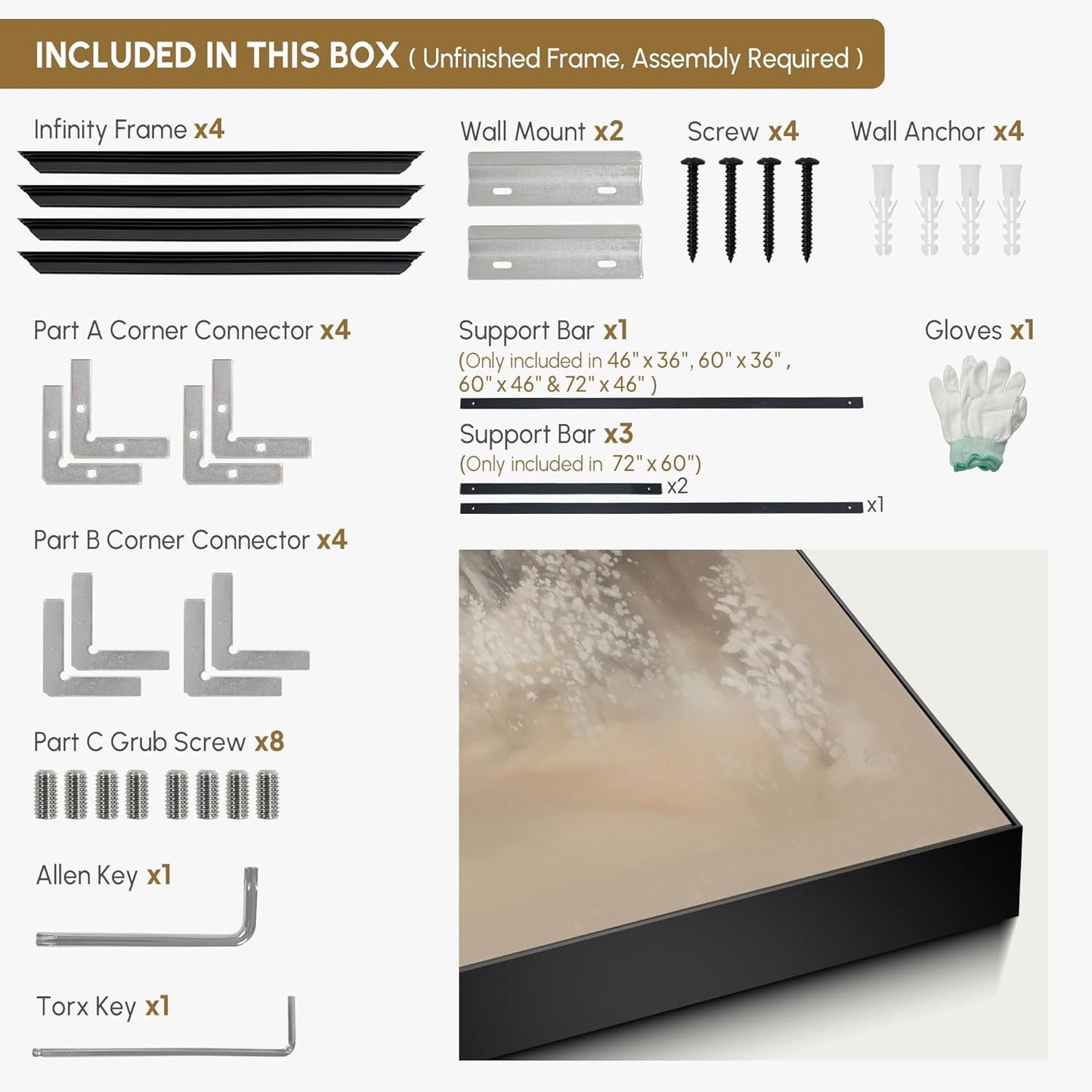 SIGNWIN 46"x60" Extra Large Framed Wall Art Misty Forest in Sepia Tones, Watercolor Woodland Landscape for Home Living Room Bedroom Decor (Frame Assembly Required)