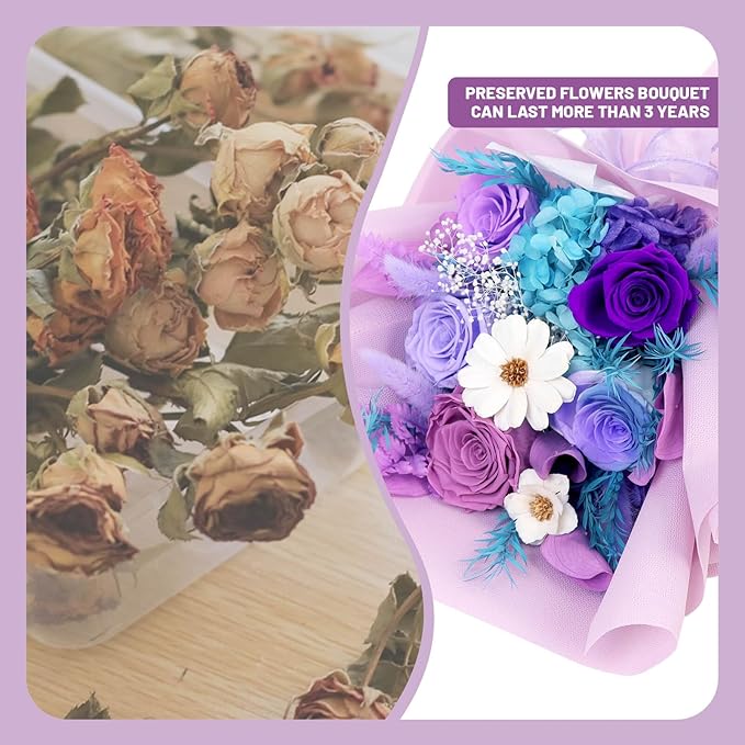 Birthday Gifts for Women, Flowers for Delivery, Forever Preserved Rose Flowers Fresh Bouquet, Valentines Mothers Day Gifts for Mom Grandma Wife Her