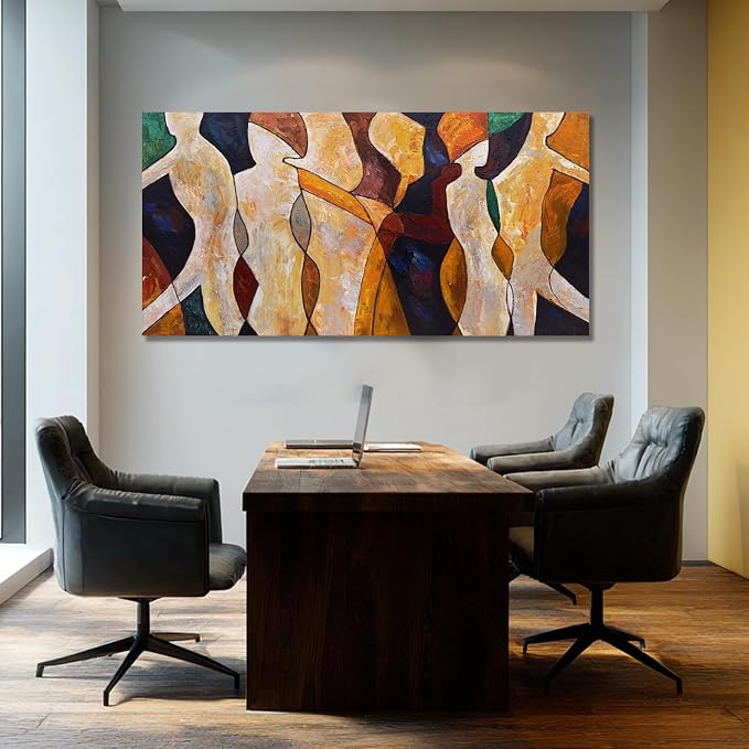 Hue7Art Modern Abstract Canvas Wall Art Colorful Contemporary Figurative Painting Minimalist Poster for Living Room Bedroom Office Above Sofa Wall Decor 29x58 Inch