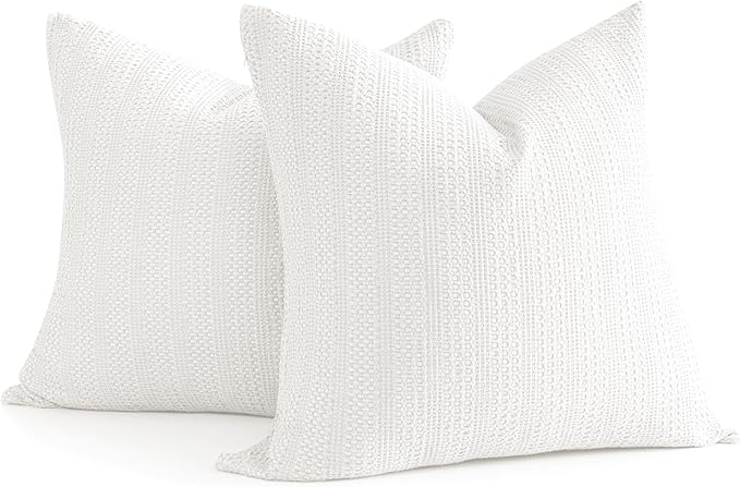 26x26 Pillow Covers Set of 2 Off White Euro Shams Boho Decorative Throw Pillow Covers Cotton Large Square Pillowcase for Couch Bed