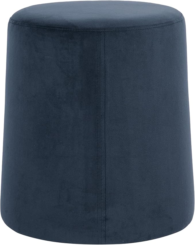 HomePop Organic Shape Ottoman (No Lid, Seat Only) | HomePop Home Décor | Round Pouf Foot Rest – Blue Velvet