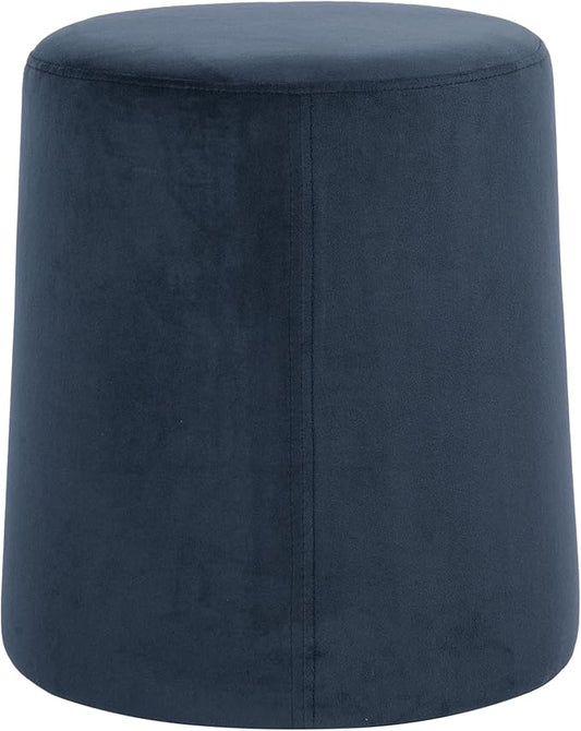HomePop Organic Shape Ottoman (No Lid, Seat Only) | HomePop Home Décor | Round Pouf Foot Rest – Blue Velvet