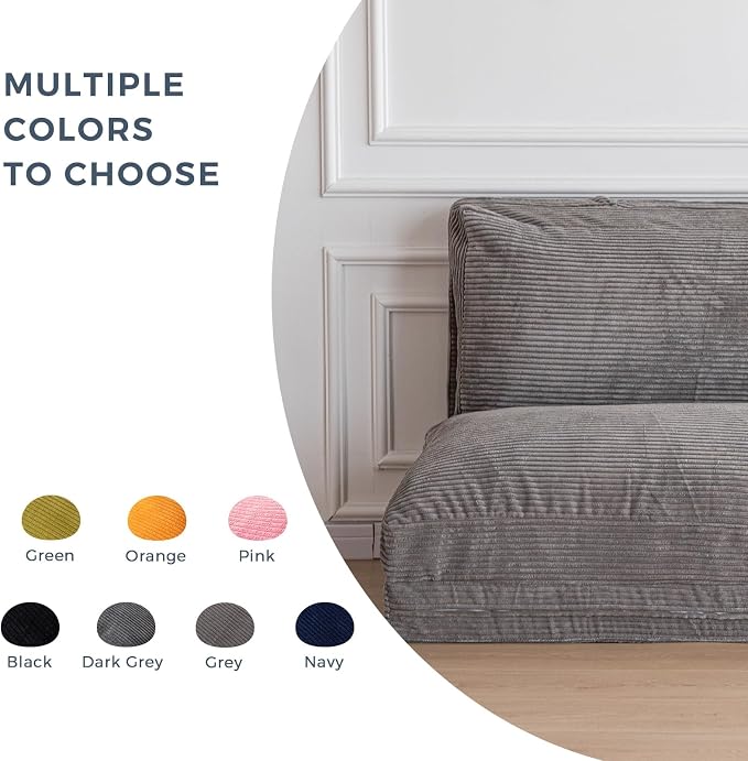 MAXYOYO Folding Sofa Bed, Floor Sofa Convertible Chair with Washable Cover, Floor Couch Lounge Bean Bag Chair Bed for Living Room, Grey, 30x91 Inch