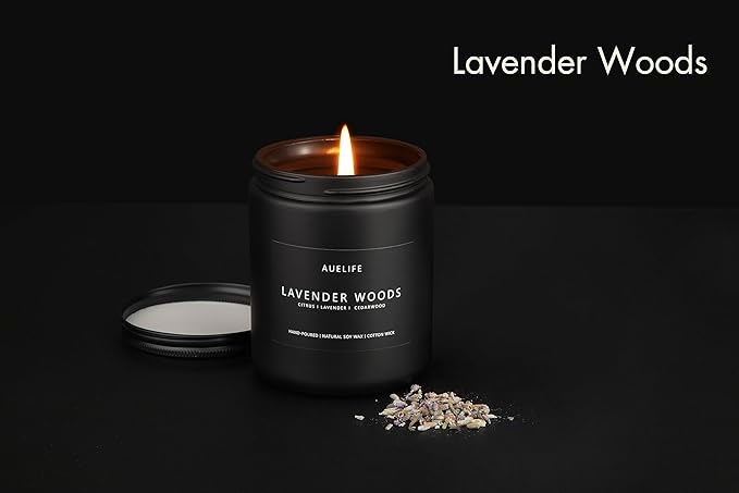 Lavender & Wood Scented Candle - Candle for Men