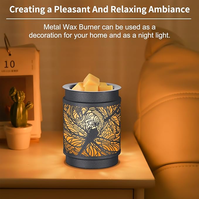 kobodon Wax Melt Warmer Metal Wax Warmer for Scented Wax Electric Fragrance Candle Oil Burner 2 in 1 Wax Melts as Gifts for Moms Grandma Women Girls(Dragonfly)