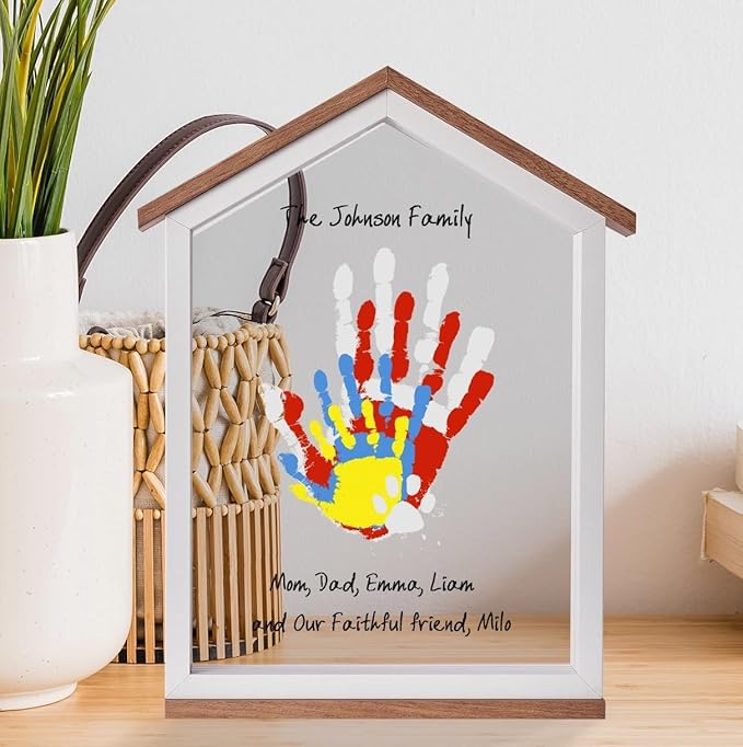 CHERRY CHEERS Exclusive House Shaped Family Handprint Kit; Unique DIY Keepsake, Complete Set, Meaningful Gift for Home Decor, Family Craft & Memory Making