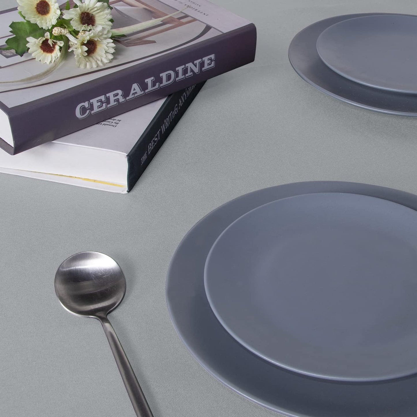 sancua Rectangle Tablecloth - 54 x 120 Inch - Stain and Wrinkle Resistant Washable Polyester Table Cloth, Decorative Fabric Table Cover for Dining Tables, Buffet Parties and Camping, Silver Grey