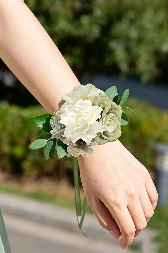 rongflower Forest Green Artificial Flowers Combo Box Set Silk Flowers Fake Rose for DIY Floral Arrangements Wedding Bouquets Centerpieces Baby Shower Party Home Decorations