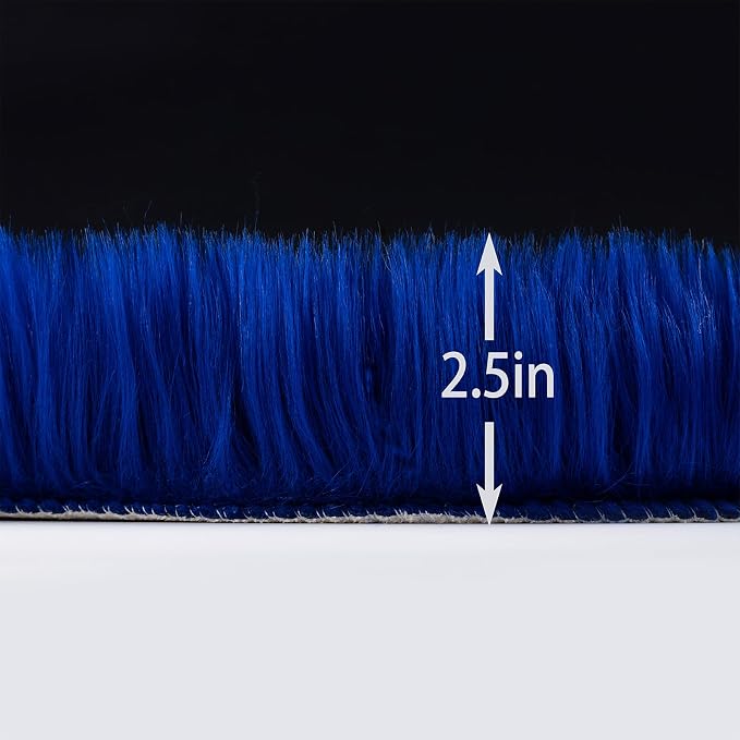 Faux Fur Sheepskin Runner Rug Royal Blue 2x6 ft Ultra Soft Shaggy Plush Fluffy Fuzzy Area Carpet Decorative Chair Cover Floor Mat for Bedroom Sofa Living Room Bedside