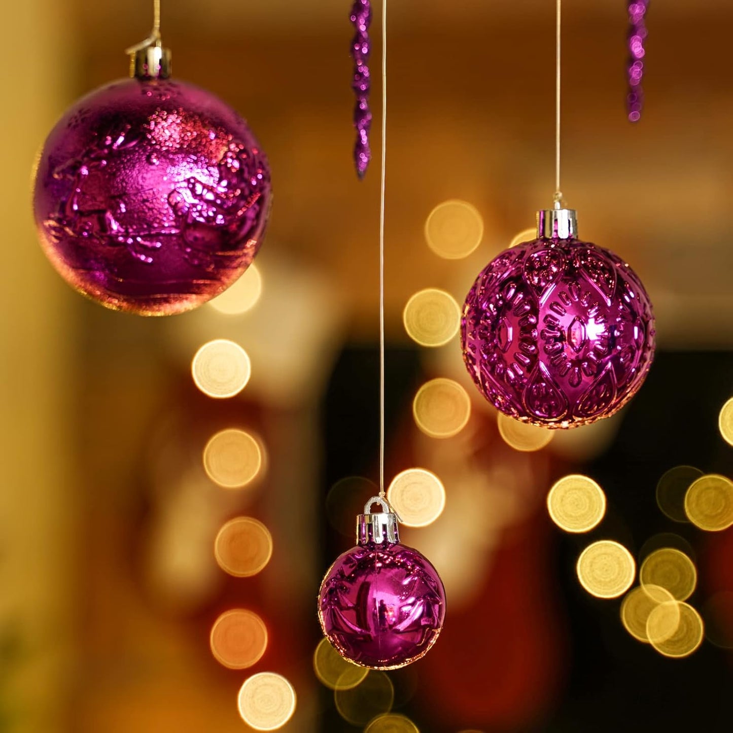 Purple Christmas Ball Ornaments for Christmas Decorations - 45 Pieces Xmas Tree Shatterproof Ornaments with Hanging Loop for Holiday and Party Decoration