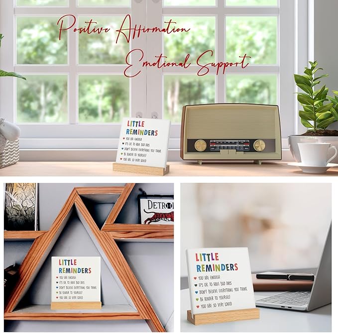 Inspirational Motivational Christmas Gifts Little Reminders for women Friends, Positive Mental Health Gifts for Her Teenage Girls Boys, Encouragement Decor Plaque for Office Home