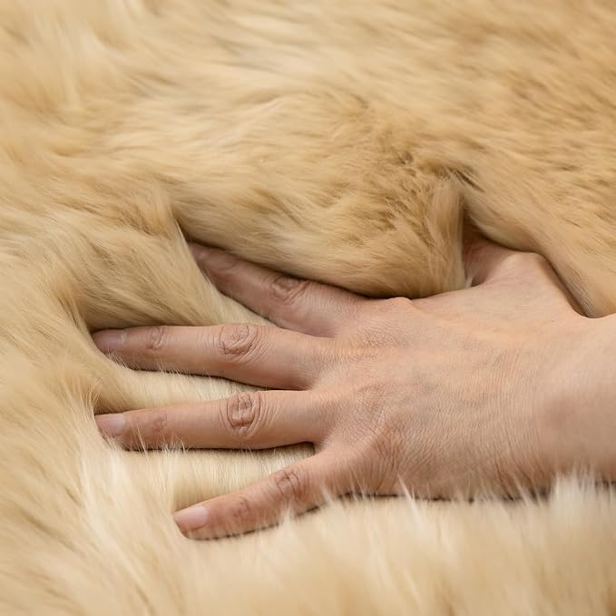 Genuine Sheepskin Rug New Zealand Fluffy Lambskin Rug, Natural Luxury Sheepskin Throw for Bedroom Living Room Children's Room Office- Premium Area Rug Chair Cover (2×3 Feet, Worm Brown)
