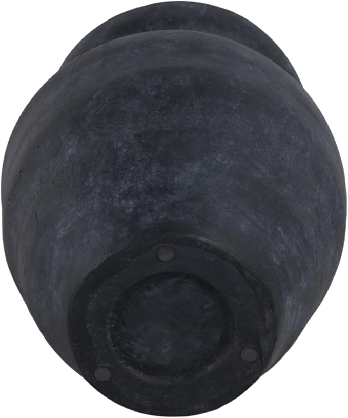 Terracotta Pottery Vase – Decorative Flower Holder for Stems and Greenery, Living Room or Office Tabletop Home Decor, Rustic Metal Chain Accent for Collected, Layered Style – 12", Black